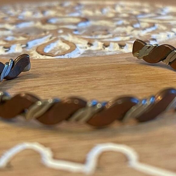 Handmade Copper and Silver Bangle Bracelet - Picture 1 of 9